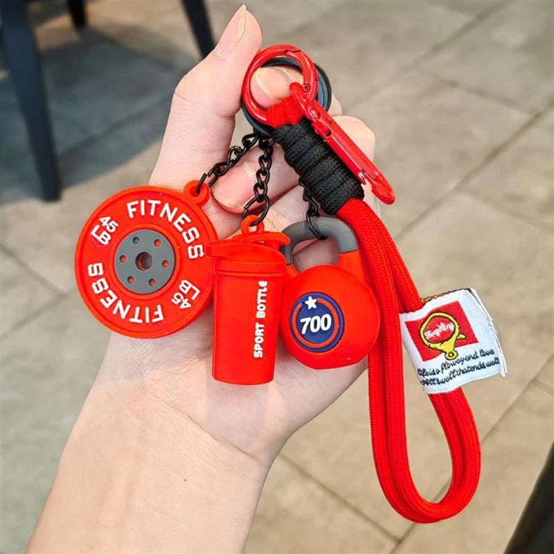 Fitness Keychain Gym Lovers Fitness Enthusiast Gift Barbell Dumbbell Keychain Fitness Bag backpack Charms - Sun Studio