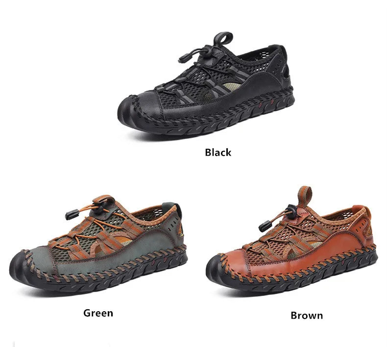 Hot Sale Summer Men's Sandals Outdoor Non-slip Men's Beach Sandals Handmade Genuine Leather Men's Shoes Fashion Men Sneakers - Sun Studio