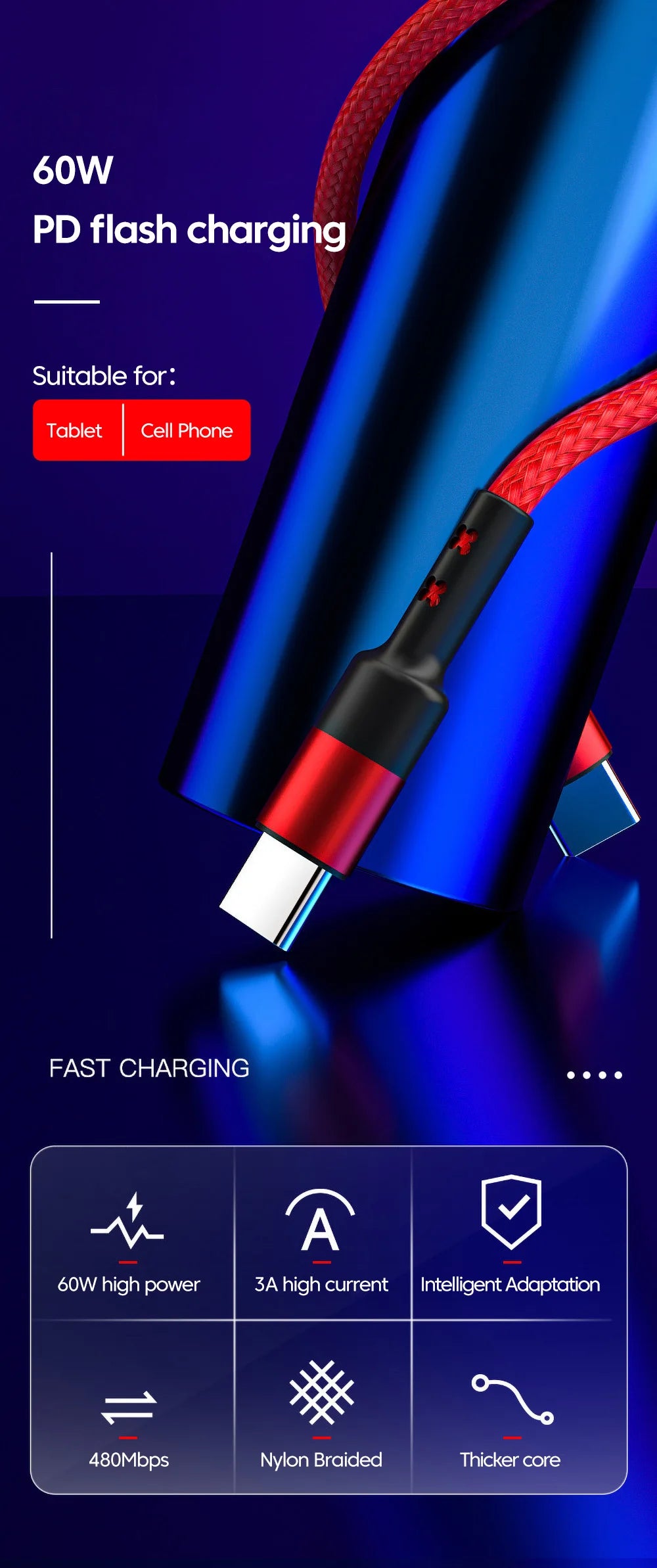 30cm Cable USB C to Type C PD60w Lightning PD27w Fast Charging Data Transfer Cable For iPhone 15 Xiaomi Huawei Samsung Cellphone - Sun Studio