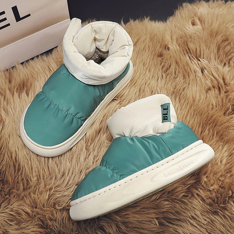 Outdoor Plush Warm Men's Snow Boots Winter Couple Cotton Shoes Down Non-Slip Waterproof Fashion Kids Shoes Slip on Soft Sneakers - Sun Studio