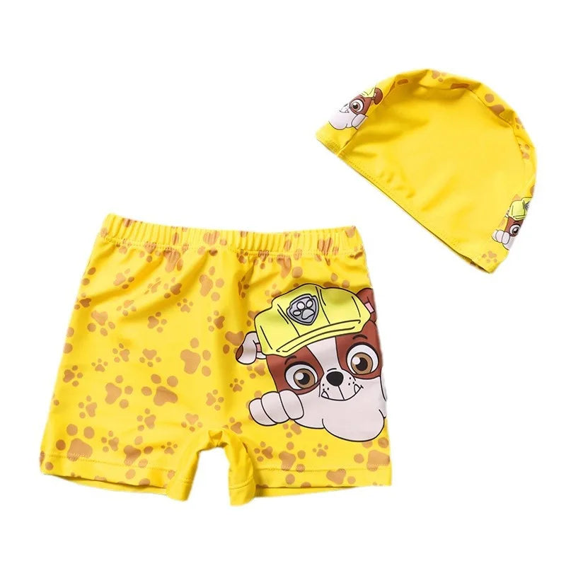 Kid Swimwear Pants Cap Set Baby Boy Swimsuit Shorts Cartoon PAW Patrol kids Swimming Trunks Gift - Sun Studio