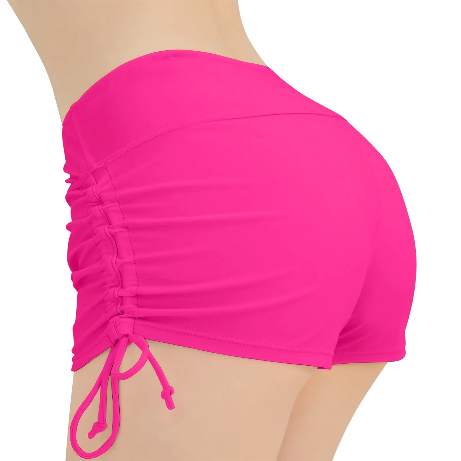 Women'S Summer Swimwear Briefs Solid Colored Boxer Beach Shorts High Waist Side Adjustable Drawstring Elastic Sports Swimsuit - Sun Studio