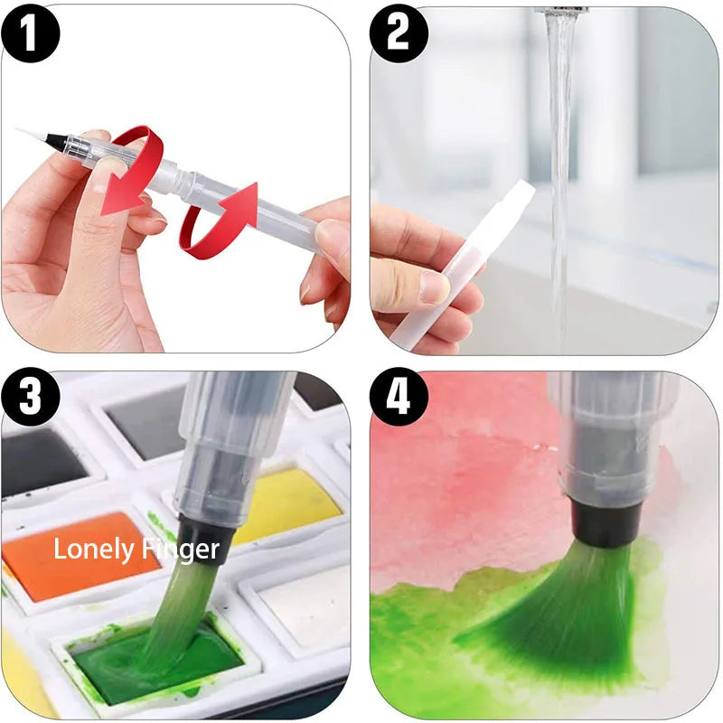 7/14pcs Watercolor Brush Pens Refillable Watercolor Brush Pens Water Paint Brushes For Watercolor Painting - Sun Studio
