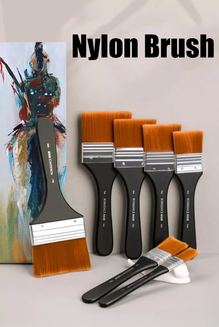 Borrence 1/2/3/5pcs Memory Nylon Paint Brushes Set for Acrylic Oil Drawing Watercolor Wooden Painting Brush Tools Art Supplies - Sun Studio