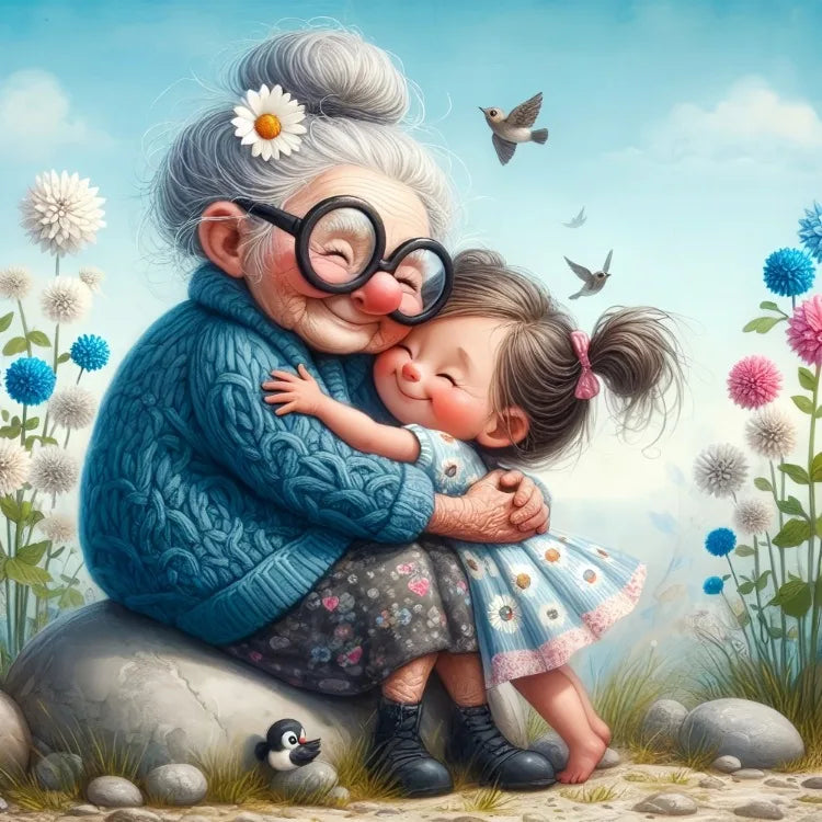 Fairy Dust AB Cartoon Grandpa and Grandma 5D DIY Diamond Painting Cross Stitch Art Mosaic Full Embroidery Home Decor Kids Gift