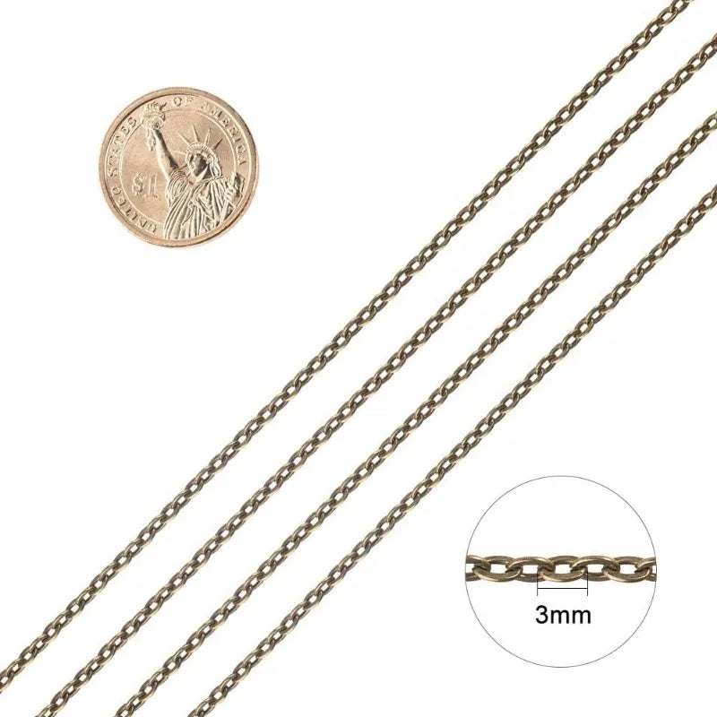 10 Strands Antique Bronze Chain, Iron Wire Chain with Lobster Clasp Chain Necklace for Pocket Watches Design Necklace - Sun Studio