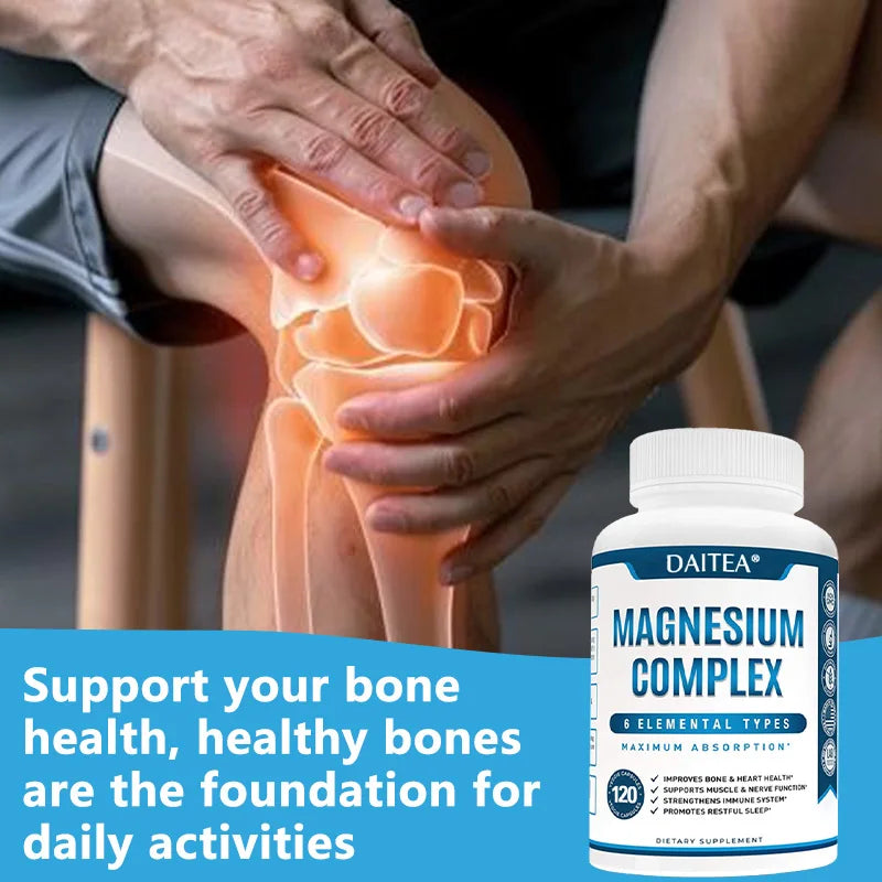 Magnesium Complex Supplement - for Supporting Muscles, Nerves, Heart and Bones, High Absorption Vegetarian Capsules - Sun Studio