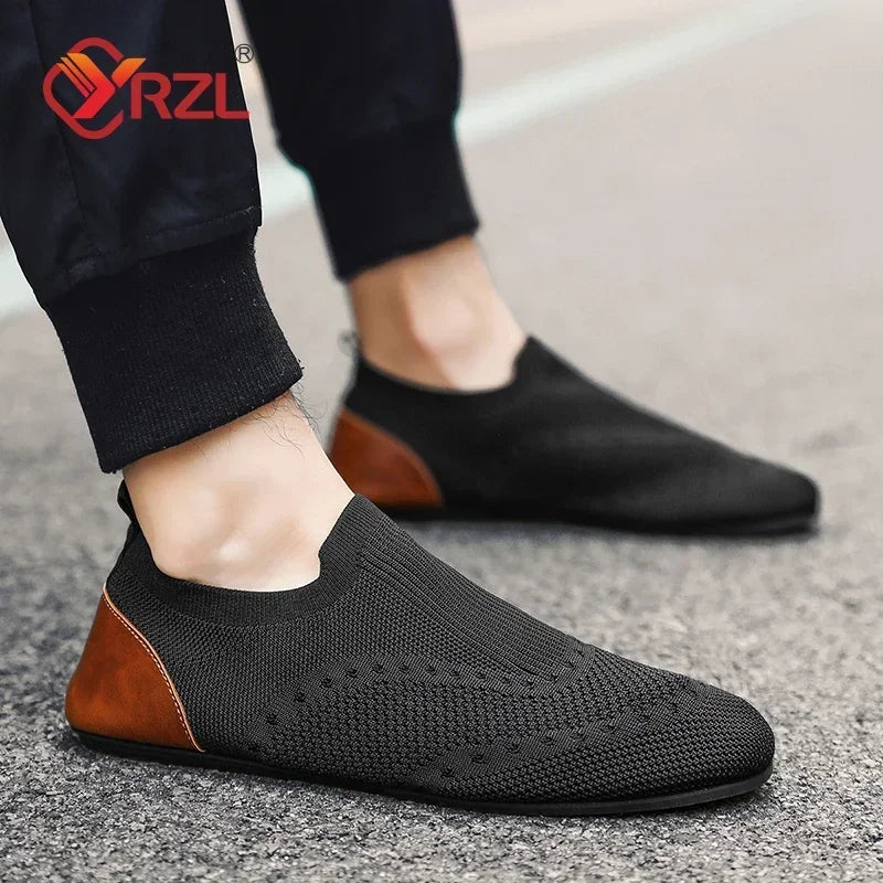 YRZL Loafers Men Soft Driving Moccasins High Quality Flats Male Walking Shoes Breathable Mesh Casual Loafers Slip on Mens Shoes - Sun Studio