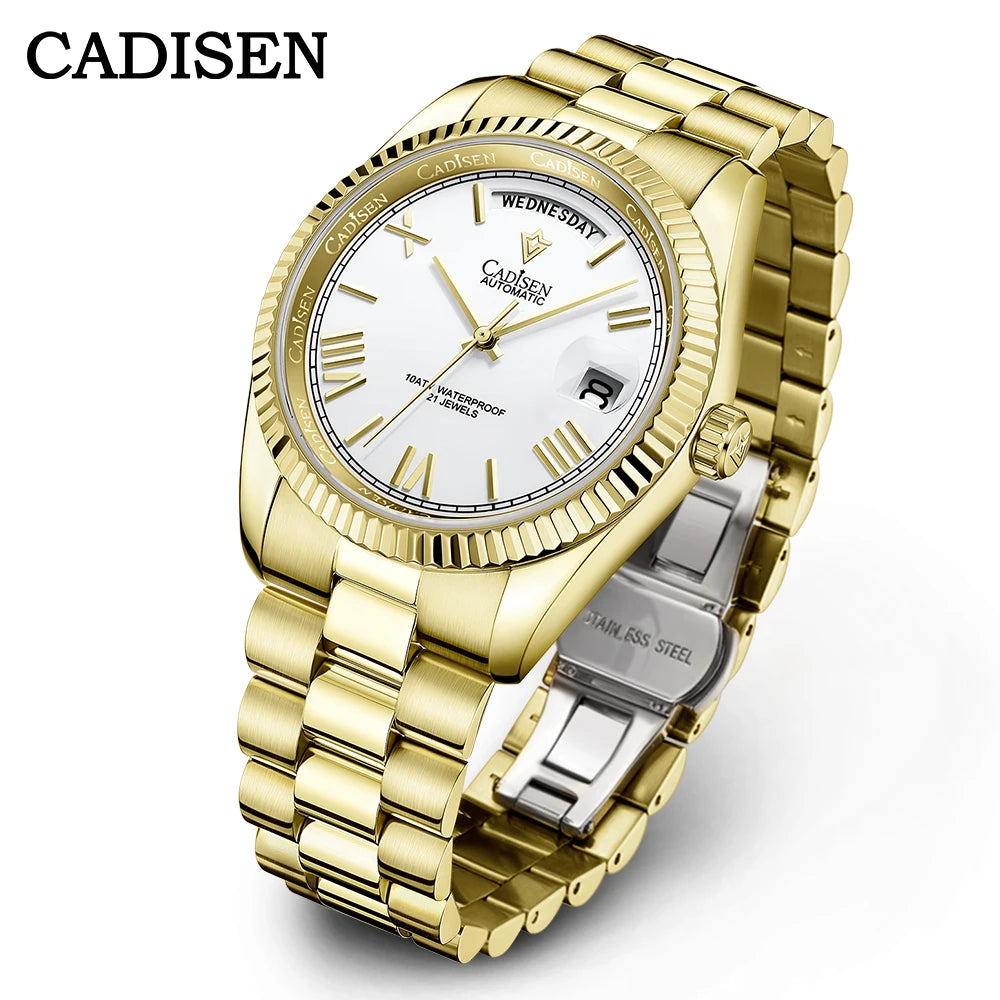NEW 2025 CADISEN Men's Mechanical Watches Luxury Meteorite Dial Automatic Watch For Men Week 100M Japan MIYOTA 8285 Clock Man - Sun Studio