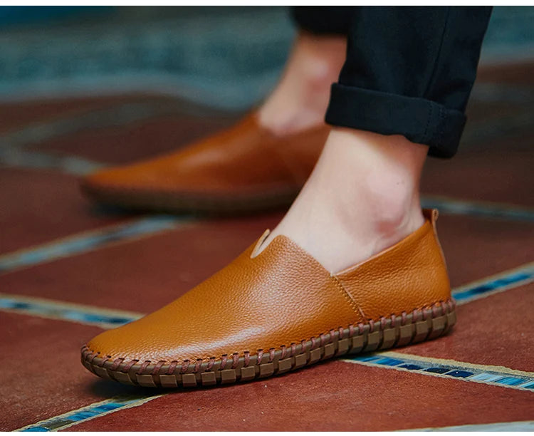 JINTOHO Big Size Men Genuine Leather Shoes Slip On Black Shoes Real Leather Loafers Mens Moccasins Shoes Italian Designer Shoes - Sun Studio