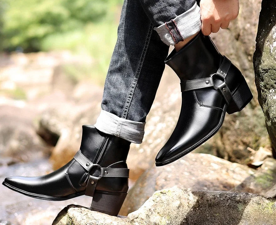 Men's Boots Fashion Designer Chelsea Boots Luxury High Quality Men Cowboy Boots Black Brown Zip Wedding Office Dress Shoes Male - Sun Studio