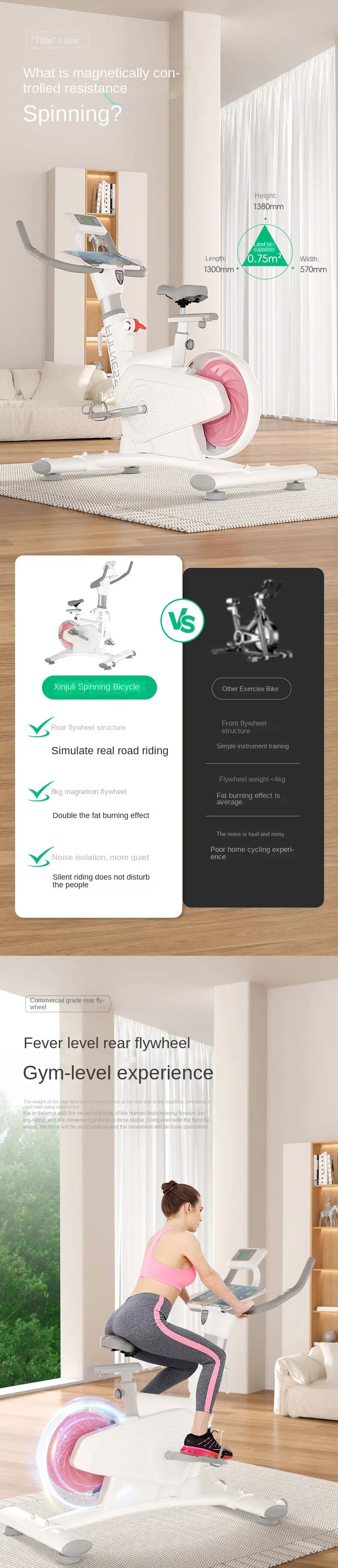 Indoor Cycling Fitness Equipment Mute Fat Burning Spinning Bikes With Commercial Dynamic Car Magnetic Control - Sun Studio