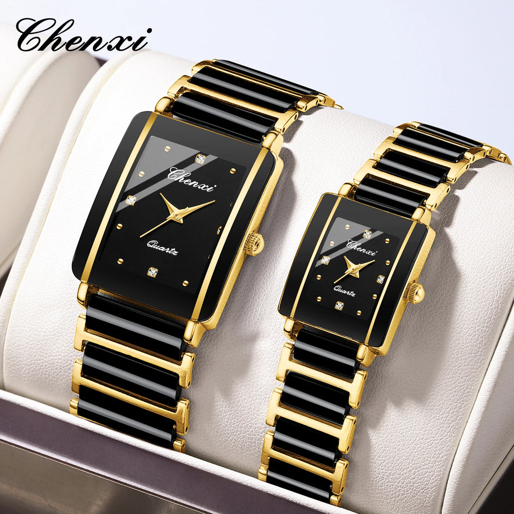 CHENXI 104A Top Brand Luxury Couple Watch Men's and Women's Imitation Ceramic Strap Exquisite Date Watches relojes para damas - Sun Studio