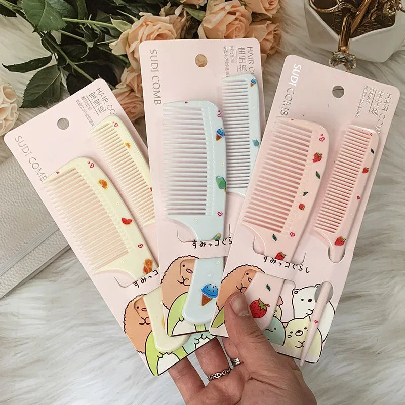2pcs Cute Kids Hair Comb Set Anti-static Strawberry Comb for Girls Portable Hairdressing Comb - Sun Studio