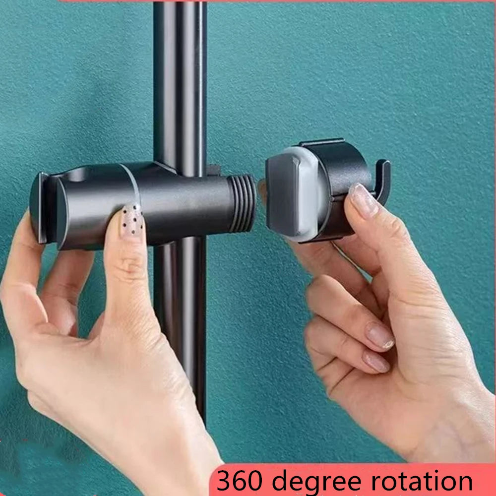ABS Adjustable Shower Head Holder Shower Holder Clamp Showerhead Rail Slide Bracket Bathroom Accessories Rotation Hook Design - Sun Studio