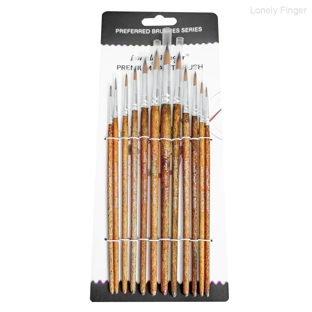 12/48 PCS Round Paint Artist Brushes Set for Acrylic Watercolor Oil Painting, Crafts, Canvas, Rock, Miniature Model Fine Detail - Sun Studio