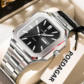 POEDAGAR Square Fashion Man Wristwatch Waterproof Luminous Date Week Quartz Men's Watches Stainless Steel Luxury Men Watch Reloj - Sun Studio