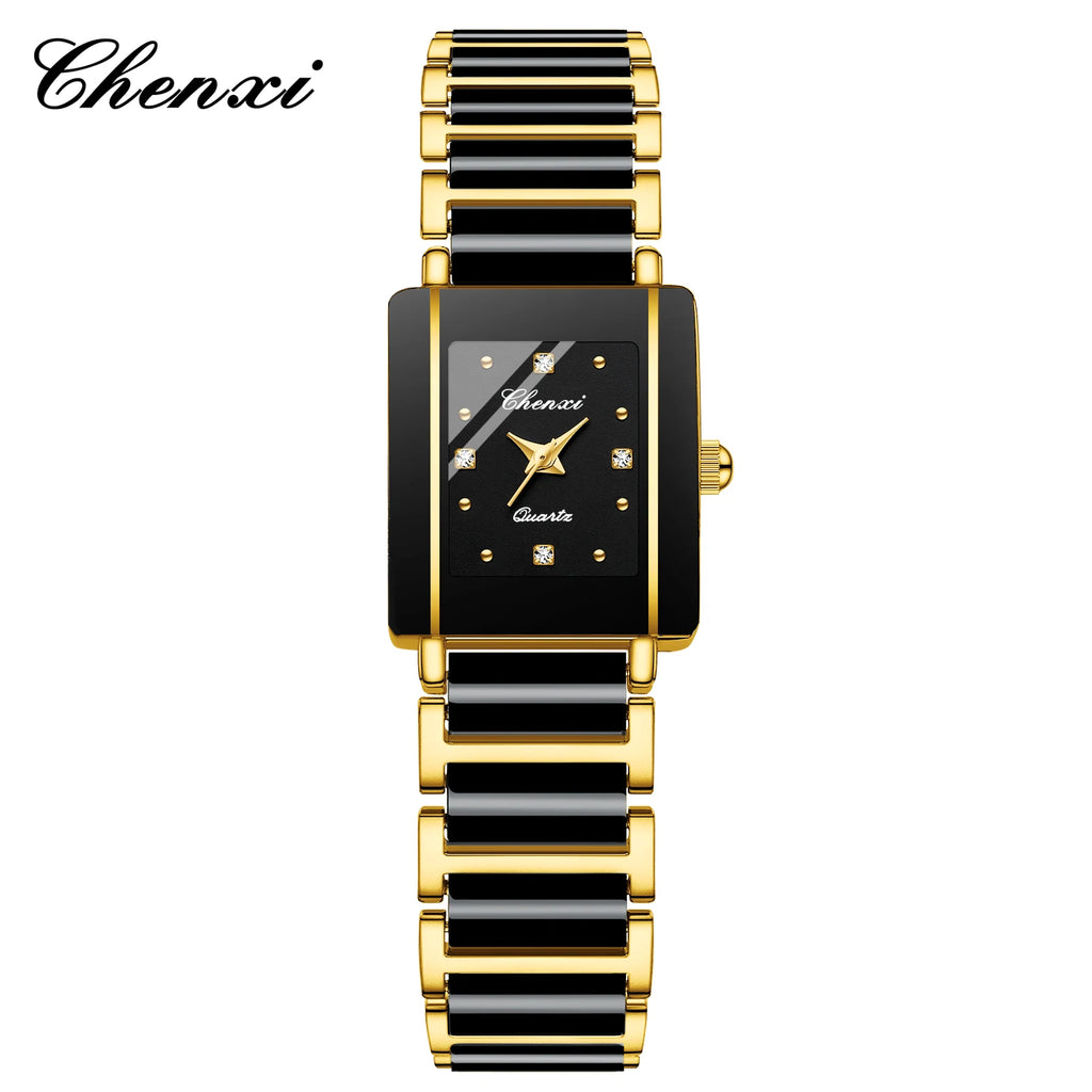 CHENXI 104A Top Brand Luxury Couple Watch Men's and Women's Imitation Ceramic Strap Exquisite Date Watches relojes para damas - Sun Studio