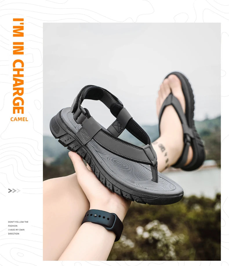 Summer men's casual breathable outdoor beach shoes flip flops waterproof anti slip comfort mesh sandals youth fashion slippers - Sun Studio