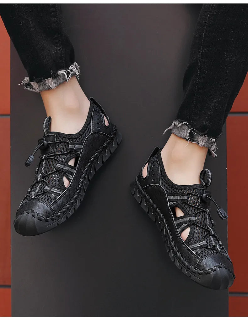 Hot Sale Summer Men's Sandals Outdoor Non-slip Men's Beach Sandals Handmade Genuine Leather Men's Shoes Fashion Men Sneakers - Sun Studio