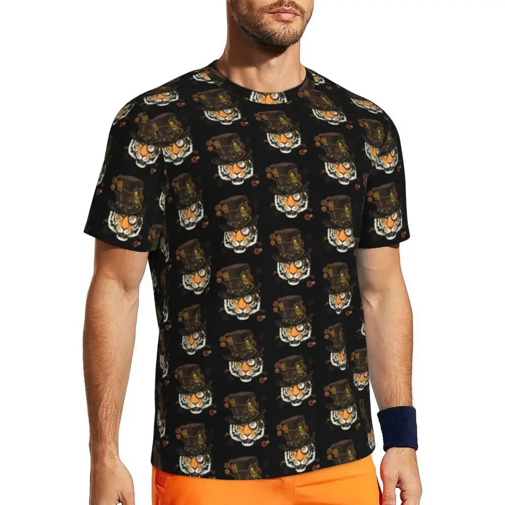 Gym T Shirt For Men Steampunk Design T-Shirts Fashion Wonderful Clockwork Vintage Summer Tees O Neck Streetwear Design Tops
