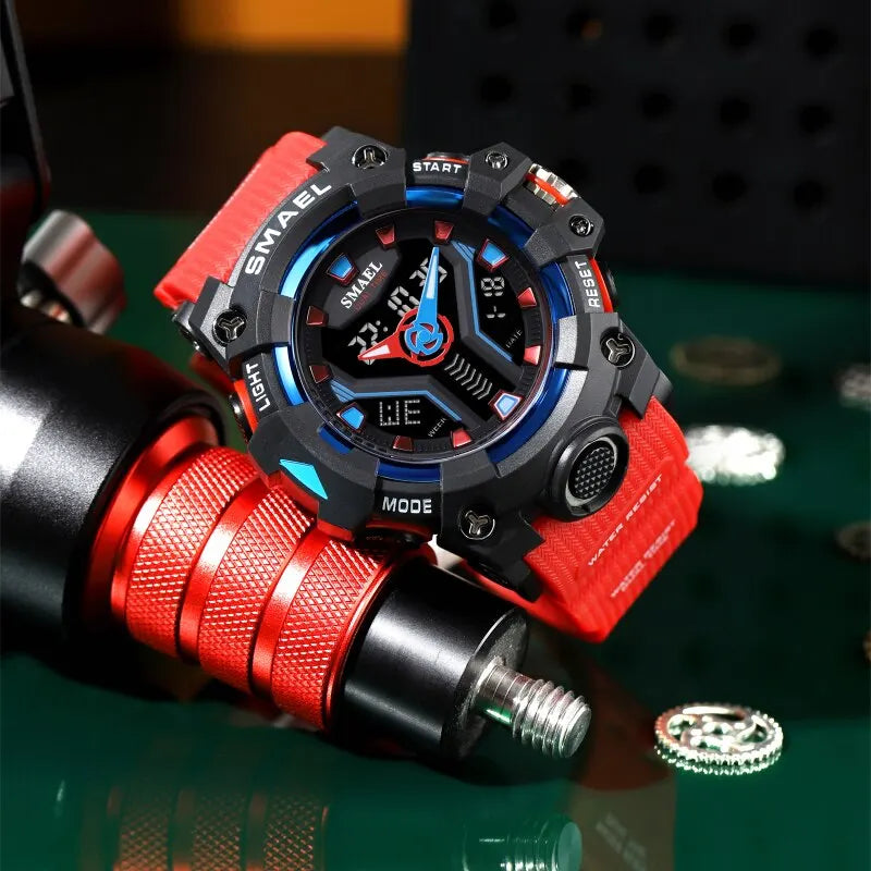 New SMAEL Sport Watch for Man Dual Time Watch for Men Shock Resistant Led Light Watch Military 8075 Quality Mens Sports Watches - Sun Studio