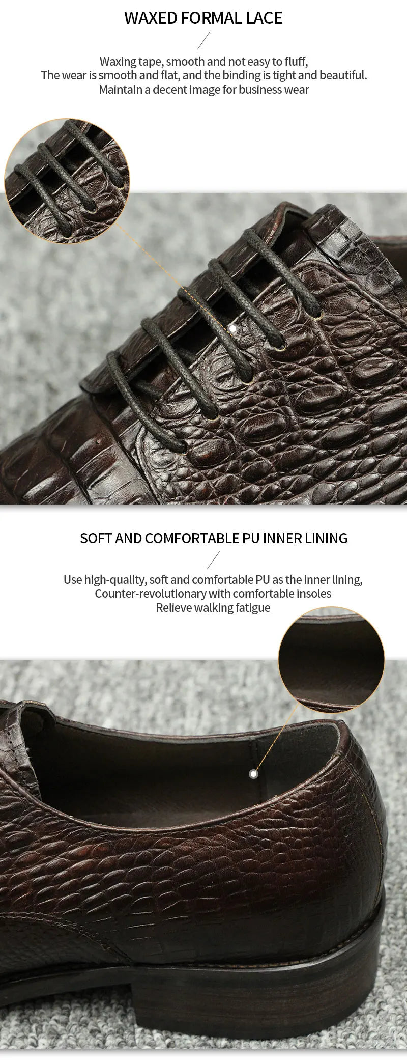Luxury Crocodile Pattern Genuine Leather Shoes Handmade Men's Vintage Casual Leather Shoes Custom Pointed Toe Oxford Dress Shoe - Sun Studio