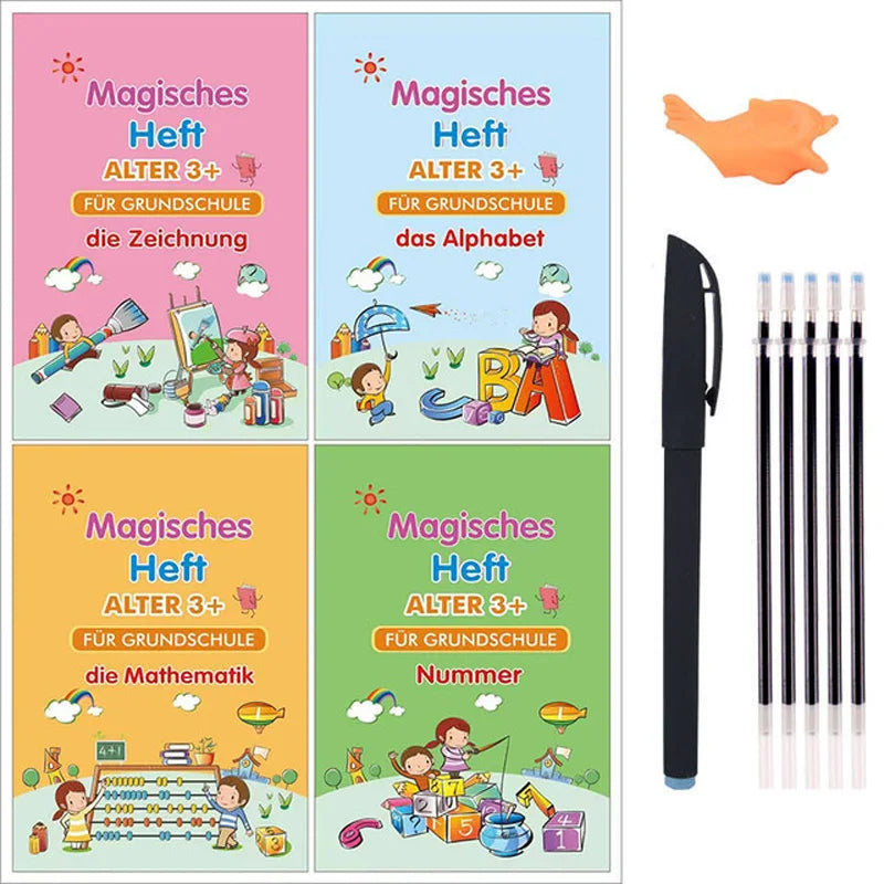 Big Size 18.5*26cm German Magic Practice Copybook Pen Preschools Kids Calligraphy Children Reusable Deutsch Writing Book - Sun Studio