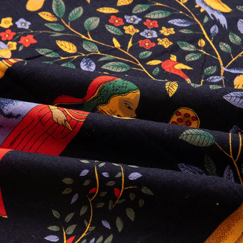 Bohemian Fabric Ethnic Vintage Retro Boho Printed Cotton Linen Home Decor Upholstery Textile