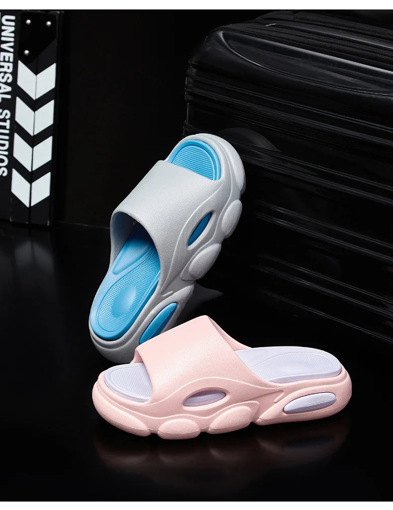 Shevalues Men Summer Slippers New Thick Sole EVA Sandals Indoor Non-slip Unisex Bathromm Slides Casual Platform House Slippers - Sun Studio