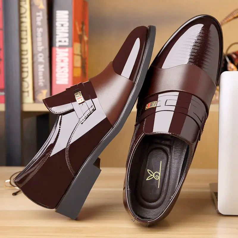 Men Leather Casual Shoes Men Shoes Autumn New Business Formal Men Leather Shoes Casual Cover Foot Heightening Leather Shoes Men - Sun Studio