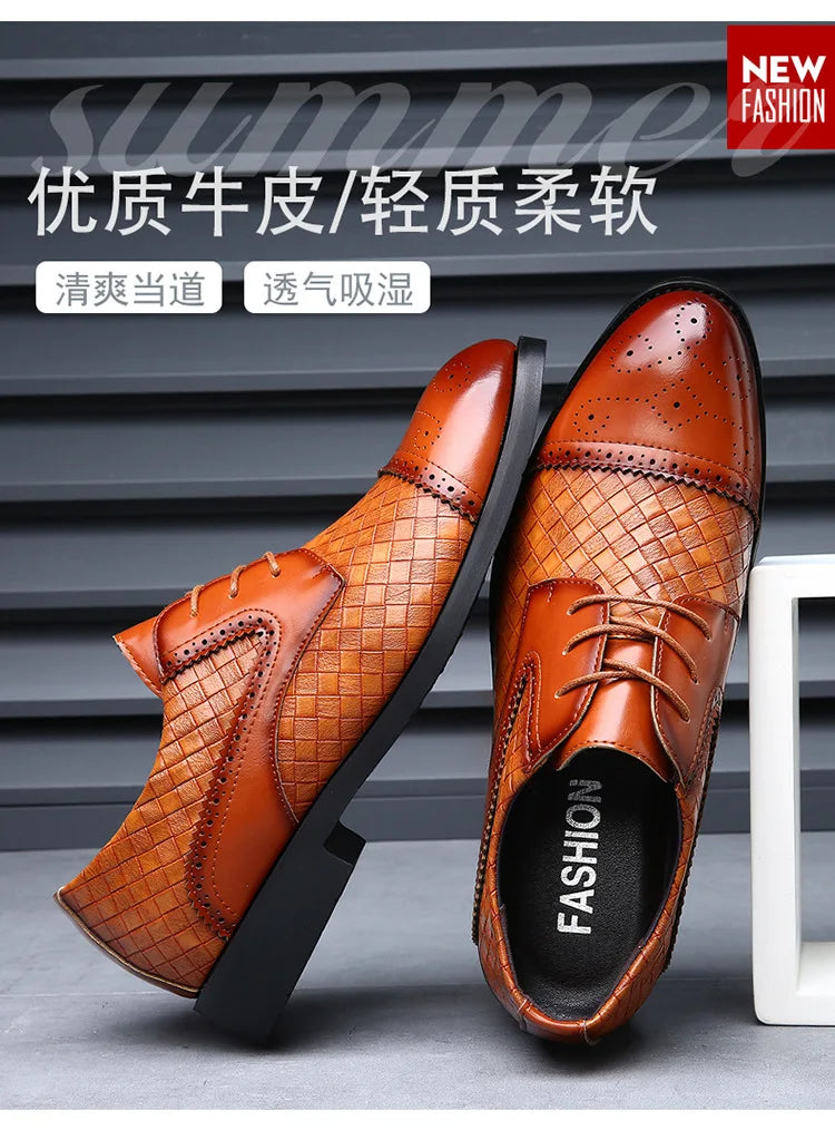 Genuine Leather Mens Dress Shoes Black Formal Social Shoe Male Business Wedding Derby for Man Luxury Italian Work Oxford Loafers - Sun Studio