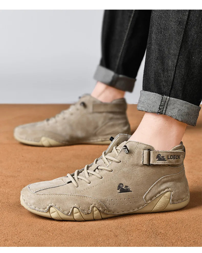 Men Leather Casual High Top Sneakers Winter Fur Plush Ankle BootsNew Luxury Footwear Shoes Zapatos Hombre - Sun Studio