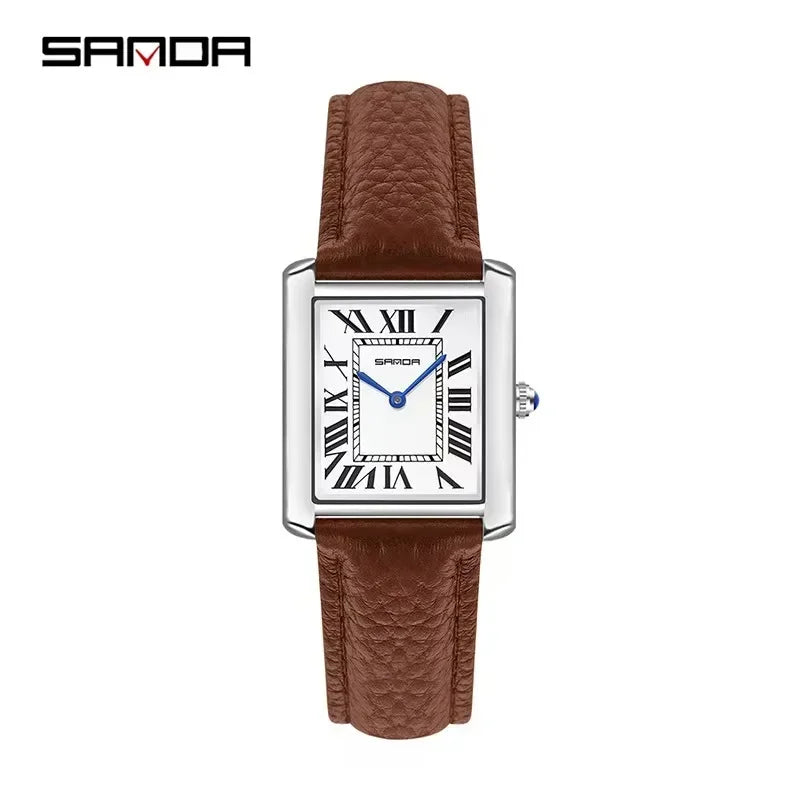 SANDA 9031/1108 Luxury Couple Quartz Watches for Men & Women, Waterproof Sport Casual Watch, Scratch Resistant Leather Strap - Sun Studio