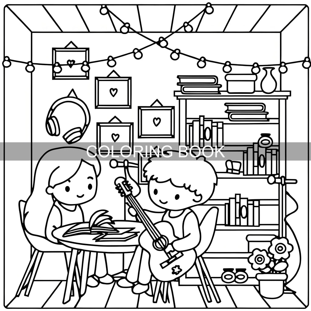 Deluxe Couples Coloring Book for Adults - 24 Thick Pages, 7.8x7.8 Inch, Unique Original Designs for Relaxation and Sweet Moments - Sun Studio