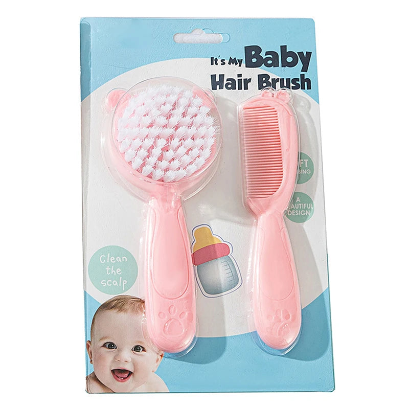 (BBQ4)2Pcs/Set Cute Kids Baby Small Hair Brush and Comb Set for Newborns & Toddlers Baby Brush Soft Bristles Baby Hair Care Gift - Sun Studio