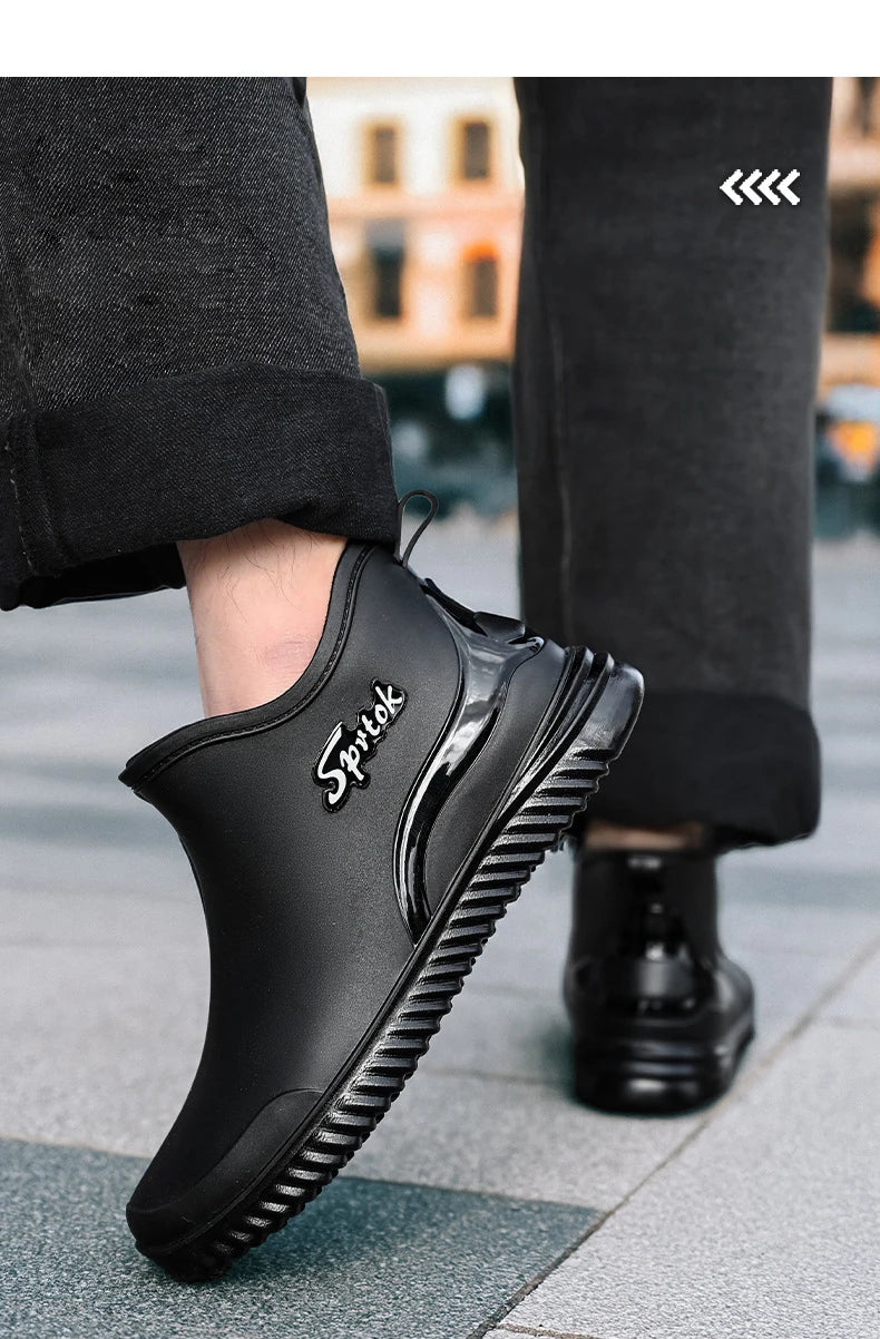 Couples Short Rain Shoes Fashion Light Waterproof Shoes Non-Slip Sports Korean Rain Boots - Sun Studio