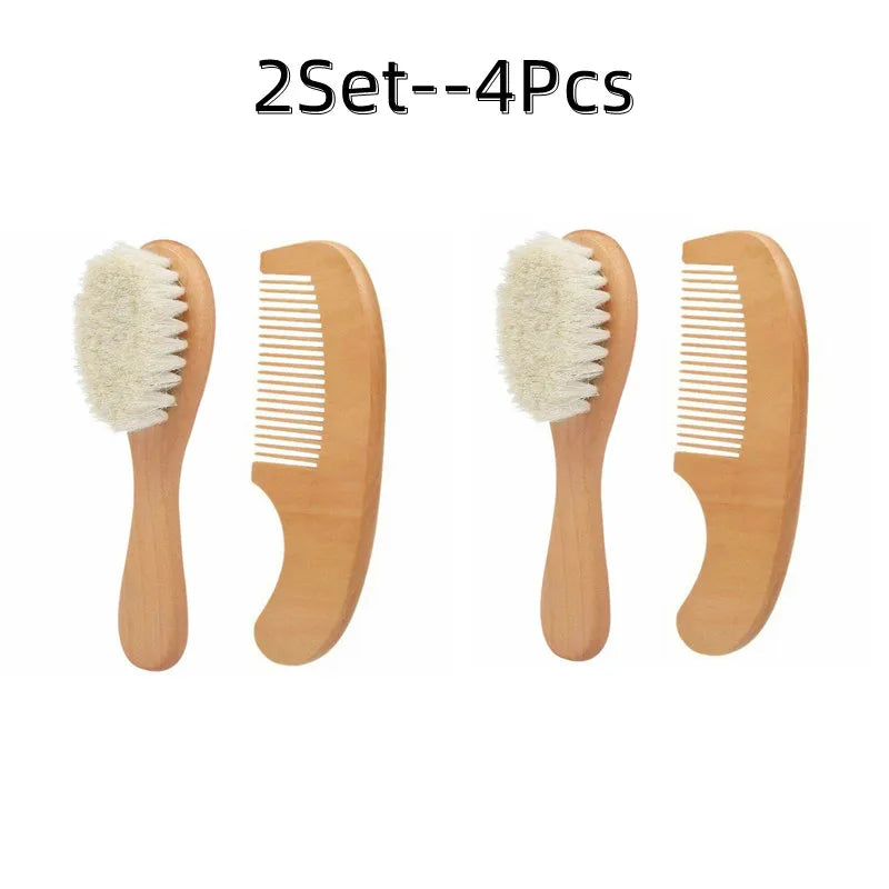 1/2/4pcs Baby Hair Brush And Comb Set for Newborn Wood Comb For Hair Massage Bath Shower Mini Baby Brush Kids Pocket HairBrush - Sun Studio
