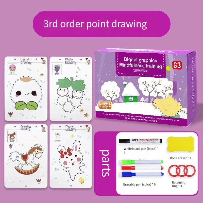 Magical Tracing Workbook Set, Reusable Magic Practice Copybook for Kids with Drawing Pens&Eraser,Fun Learning Books Handwriting - Sun Studio