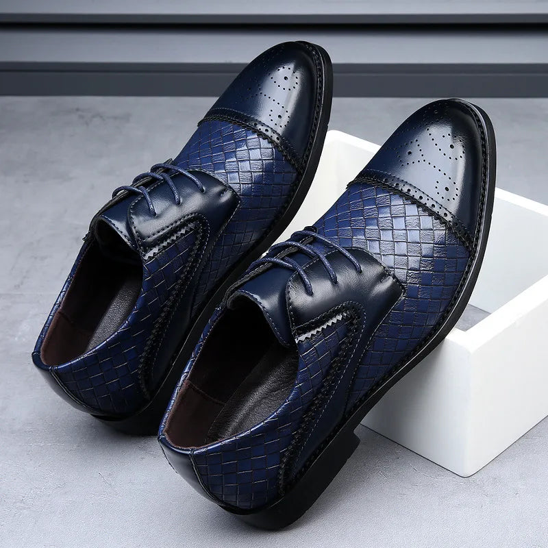 Genuine Leather Mens Dress Shoes Black Formal Social Shoe Male Business Wedding Derby for Man Luxury Italian Work Oxford Loafers - Sun Studio