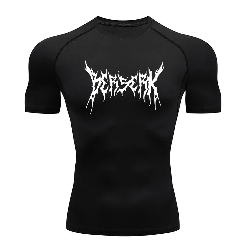 Gym Workout Rash Guard for Men Athletic Quick Dry Compression Shirts Berserk Print Tshirts Tees Tops Undershirts Baselayers - Sun Studio