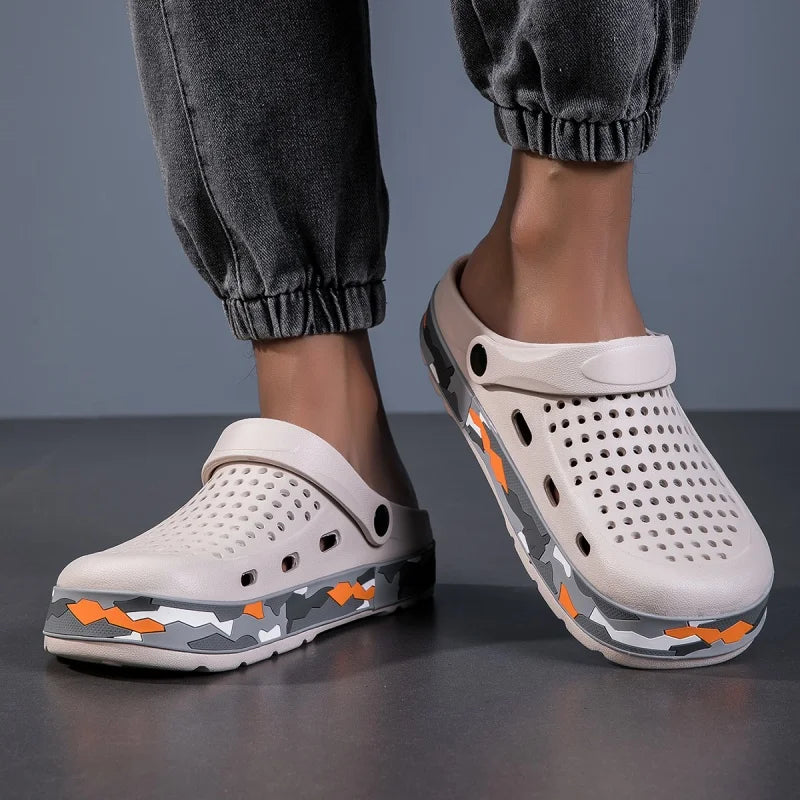 Mens Sandals Casual Summer Clogs for Men Breathable Soft EVA Garden Shoes Closed-toe Fashion Slippers for Men 2025 New Design - Sun Studio