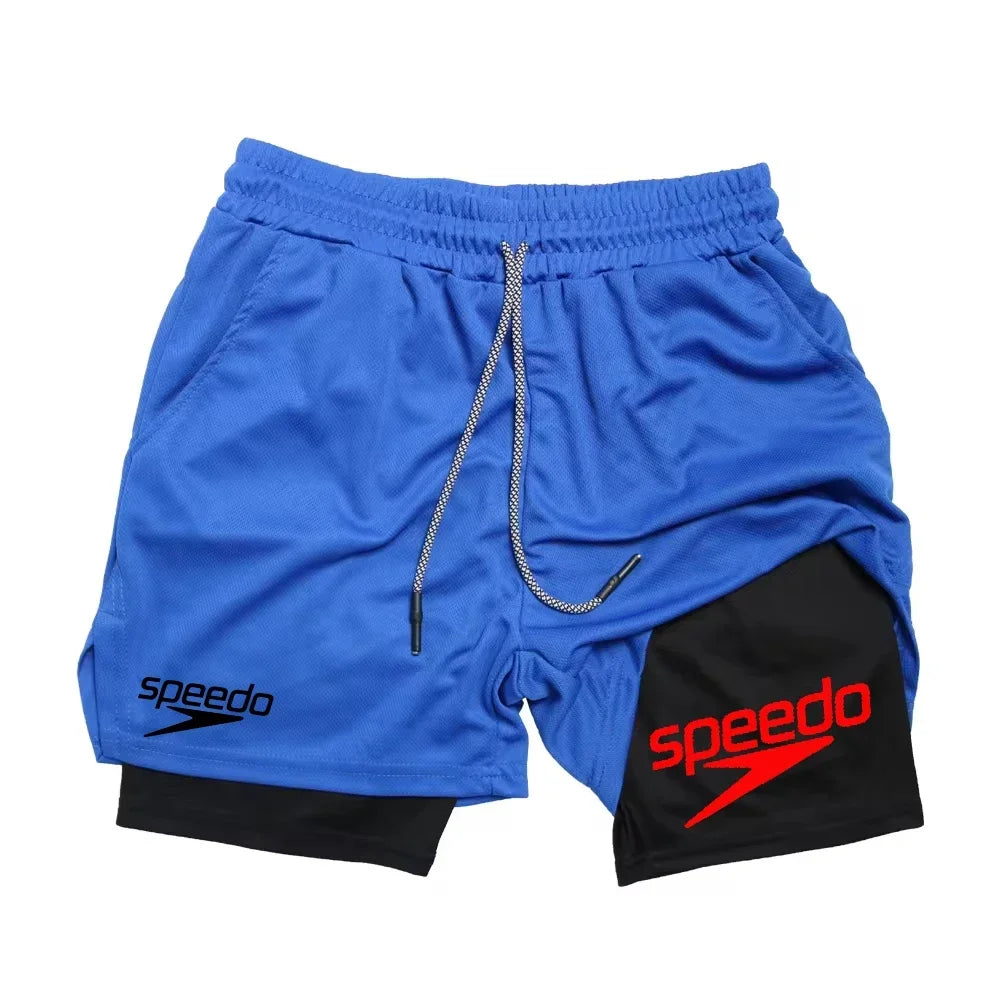 Fitness 2-in-1 training shorts, suitable for men, beach running quick-dry shorts, outdoor sports shorts, fitness basketball shor - Sun Studio