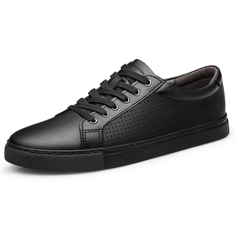 New Sneakers Men Shoes Genuine Leather Mens Casual Shoes Flat Male Footwear Fashion Black White Shoes Tenis Masculino Skateboard - Sun Studio