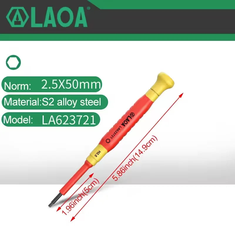 LAOA 1pc Insulated Precision Screwdriver SL1.0-3.0 aCross Small Size Screwdriver to Remove Watches Cell Phone NotebookT5-T10 - Sun Studio