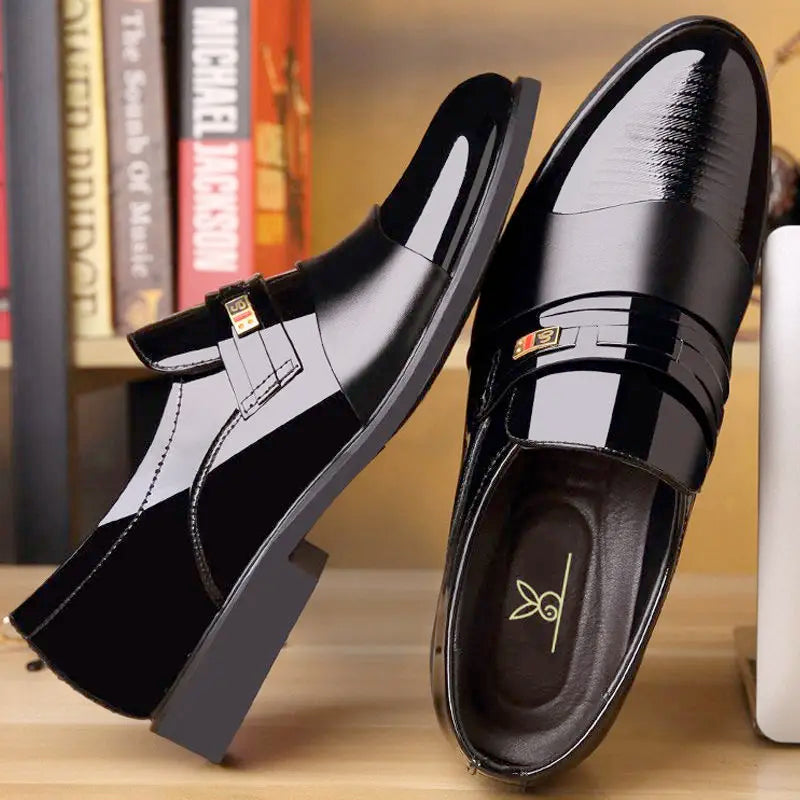 Men Leather Casual Shoes Men Shoes Autumn New Business Formal Men Leather Shoes Casual Cover Foot Heightening Leather Shoes Men - Sun Studio