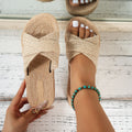 Summer Women Slippers Trend Fashion Straw Sandals Indoor Outdoor Beach Slippers Casual Flat Shoes Slides Women Zapatos De Mujer - Sun Studio