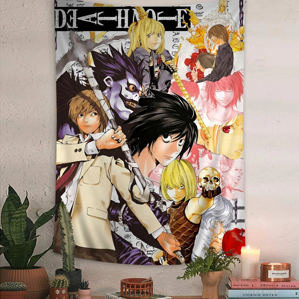 VIKAMA Death Note Anime Tapestry L Character Dessert Theme Study Wall Hanging Room Decor Home Decor - Sun Studio
