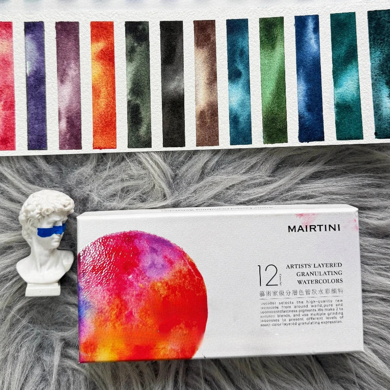 Mairtini New Planet Series Layered Color Watercolor Pigment Set 12 Colors 5ml Tube Precipitation Color Painting Art Supplies - Sun Studio