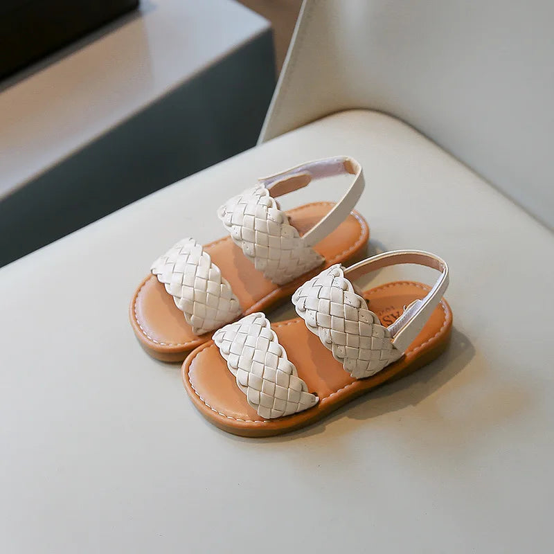 Summer Breathable Woven Grass Sandals for Girls Non-Slip Soft Sole Boho Style Toddler Sandals for Outdoor Beach Wedding Footwear - Sun Studio